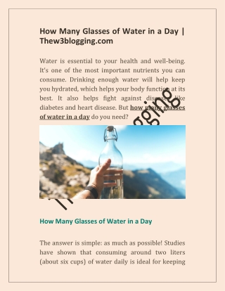 How Many Glasses of Water in a Day | Thew3blogging.com