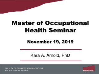Master of Occupational Health Seminar November 19, 2019