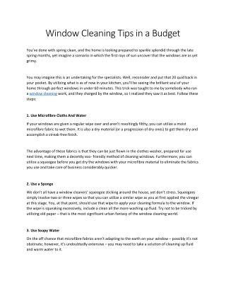 Window Cleaning Tips in a Budget