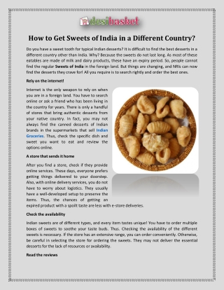 How to Get Sweets of India in a Different Country?