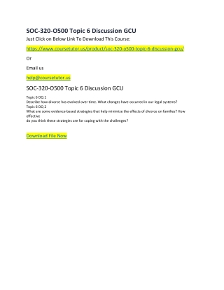 SOC-320-O500 Topic 6 Discussion GCU
