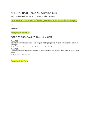 SOC-320-O500 Topic 7 Discussion GCU