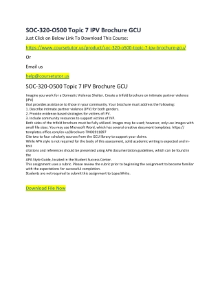 SOC-320-O500 Topic 7 IPV Brochure GCU