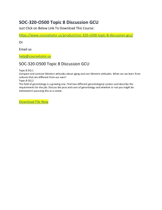 SOC-320-O500 Topic 8 Discussion GCU