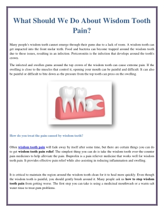 What Should We Do About Wisdom Tooth Pain?