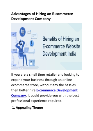 Advantages of Hiring an E-commerce Development Company