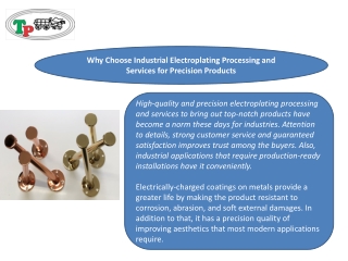 Why Choose Industrial Electroplating Processing and Services for Precision Products