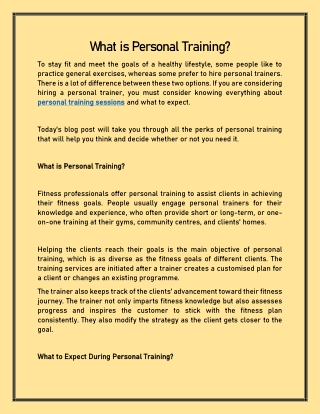 What is Personal Training