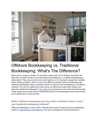 Offshore Bookkeeping vs. Traditional Bookkeeping-What’s The Difference