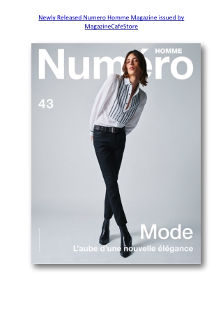 Newly Released Numero Homme Magazine issued by MagazineCafeStore