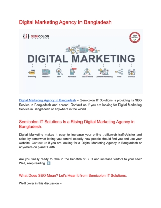 Digital Marketing Agency in Bangladesh