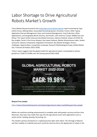 Labor Shortage to Drive Agricultural Robots Market’s Growth