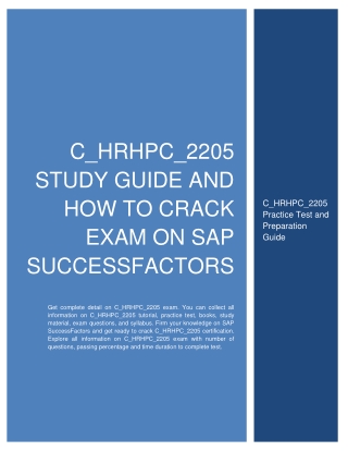 C_HRHPC_2205 Study Guide and How to Crack Exam on SAP SuccessFactors