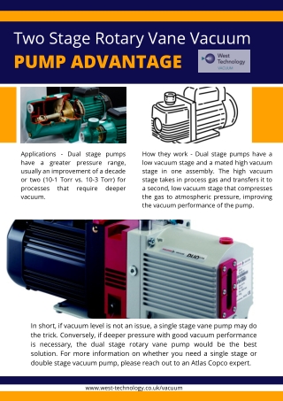 Two Stage Rotary Vane Vacuum Pump Advantage