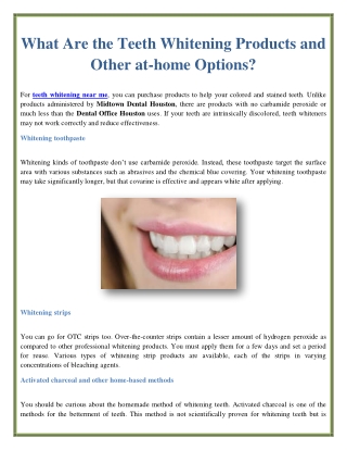 What Are the Teeth Whitening Products and Other at-home Options?