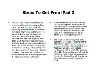 Steps To Get Free iPad 2