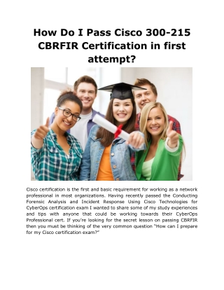 How Do I Pass Cisco 300-215 CBRFIR Certification in first attempt