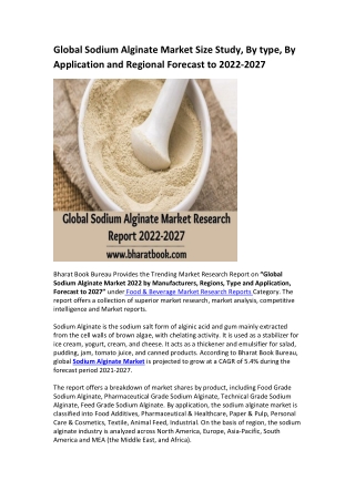 Global Sodium Alginate Market Research Report 2022-2027