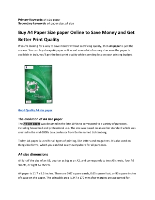 Buy A4 Paper Size paper Online to Save Money and Get Better Print Quality
