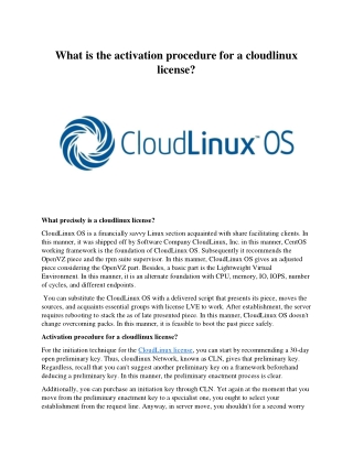 What is the activation procedure for a cloudlinux license