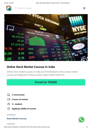 Best Online Stock Market Courses In India - Orchid Research