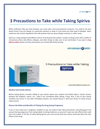 3 Precautions to Take while Taking Spiriva