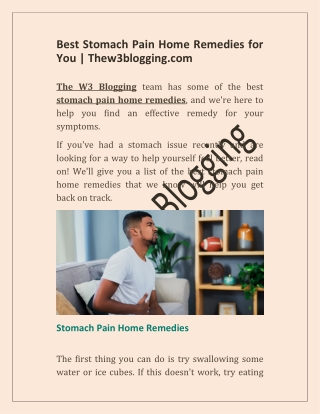Best Stomach Pain Home Remedies for You | Thew3blogging.com