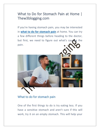 What to Do for Stomach Pain at Home | Thew3blogging.com