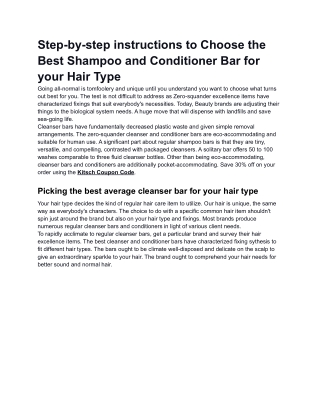 Step-by-step instructions to Choose the Best Shampoo and Conditioner Bar for your Hair Type