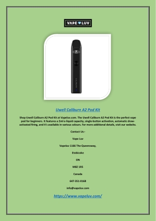 Uwell Caliburn A2 Pod Kit | Vapeluv.com