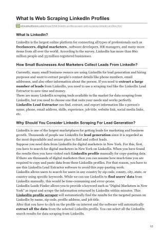 What Is Web Scraping LinkedIn Profiles