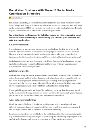 Boost Your Business With These 10 Social Media Optimization Strategies