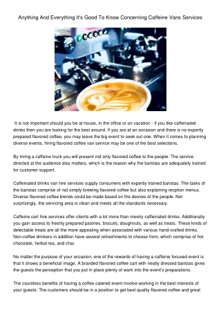 AnythingAndEverythingItsGoodToKnowConcerningCaffeineVansServices