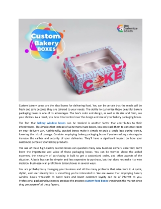 Why Using Premium-Quality Custom Bakery Boxes is Highly Impactful?