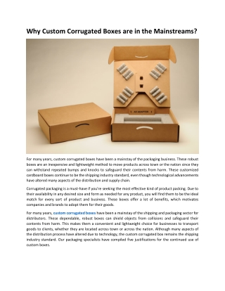 Why Custom Corrugated Boxes are in the Mainstreams?