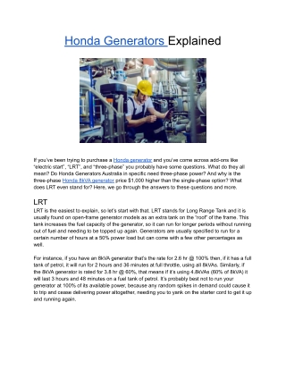 Honda Generators Explained