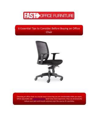 6 Essential Tips to Consider Before Buying an Office Chair | Fast Office Furnitu