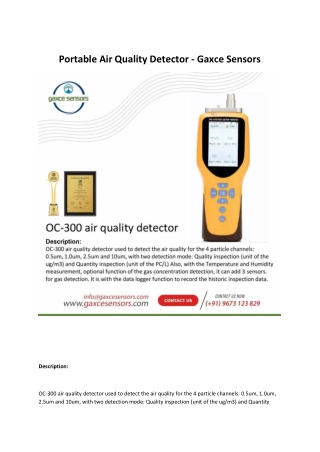 Portable Air Quality Detector - Gaxce Sensors