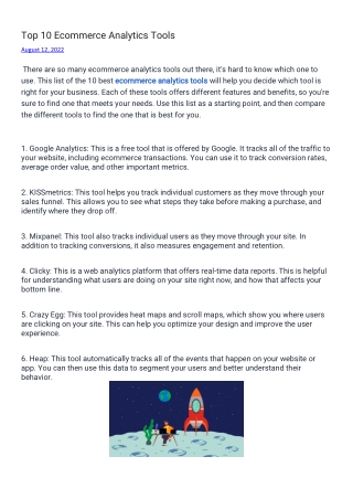 Top 10 Ecommerce Analytics Tools