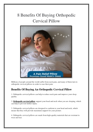 8 Benefits Of Buying Orthopedic Cervical Pillow