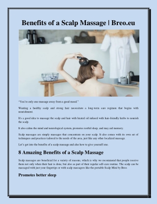 Benefits of a Scalp Massage