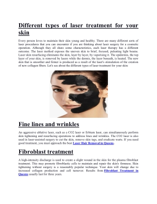 Different types of laser treatment for your skin