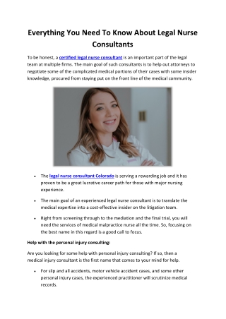 Everything You Need To Know About Legal Nurse Consultants