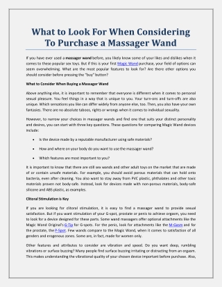 What to Look For When Considering To Purchase a Massager Wand