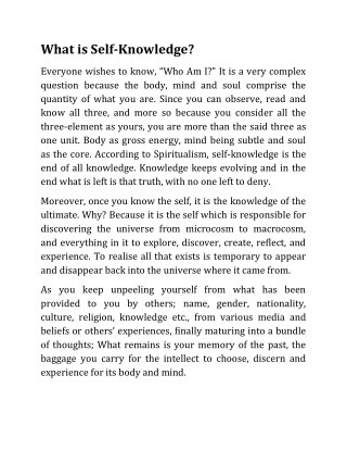 What is Self-Knowledge