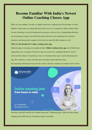 Online coaching classes app