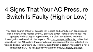 4 Signs That Your AC Pressure Switch Is Faulty (High or Low)