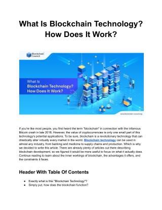 What Is Blockchain Technology? How Does It Work?