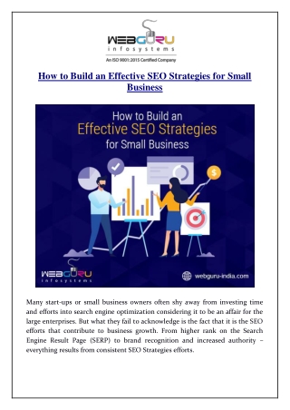 How to Build an Effective SEO Strategies for Small Business