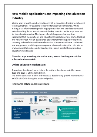 How Mobile Applications are Impacting The Education Industry